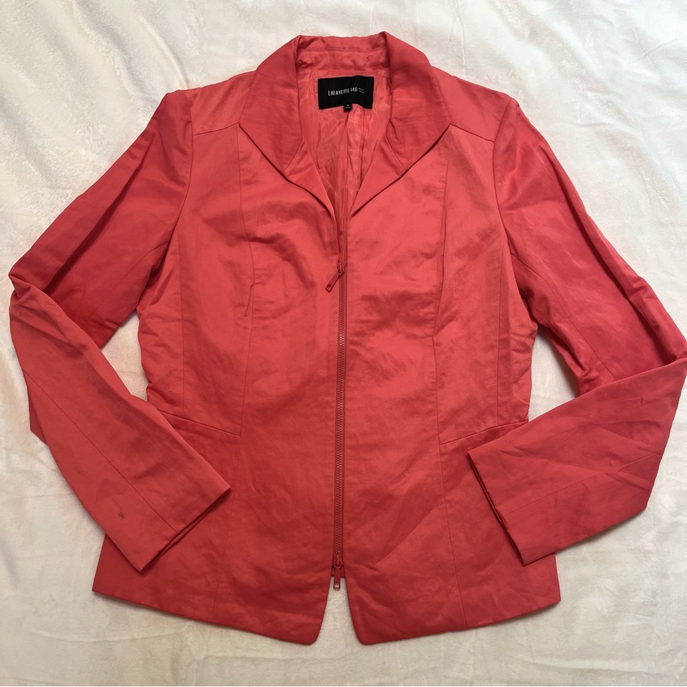 Lafayette 148 Salmon Pink Zip Up Jacket